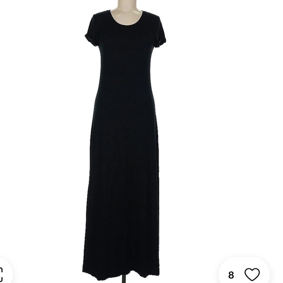 C&C California Black Sheath Maxi Dress Crew Neck Short Sleeve - Picture 1 of 7